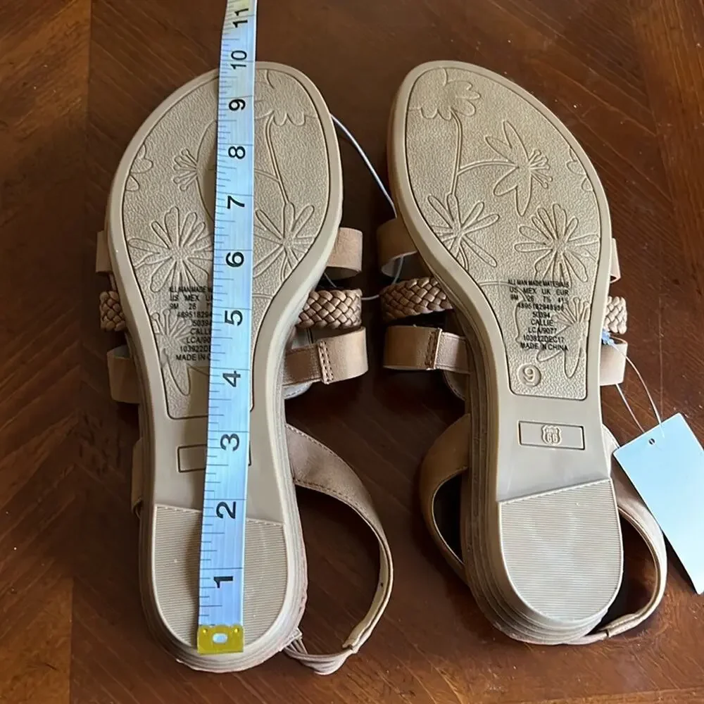 Route 66 Woman Size 9M Light Brown Faux Leather Sandals NWT Summer Slingback